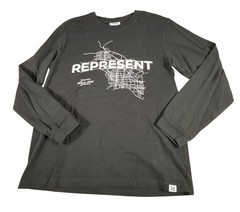 Represent Los Angeles Black Long Sleeve Shirt Sz XL Graphic Streetwear White Map
