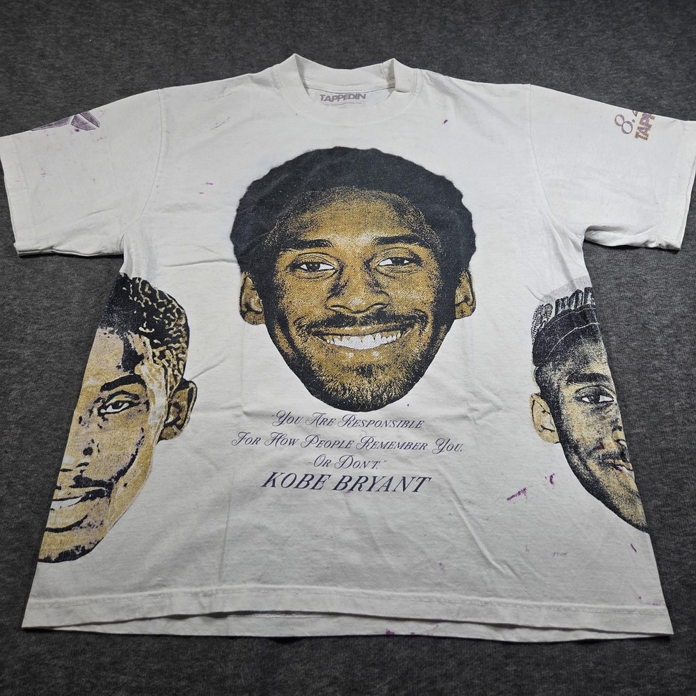TAPPEDIN Kobe Bryant Shirt Mens Large White Quote Graphic Basketball Tee