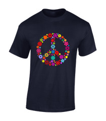 FLOWERS PEACE SIGN MENS T SHIRT RETRO SUMMER OF LOVE 80’S 90’S CLASSIC PRIDE