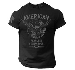 American Fearless Men’s T Shirt USA Warrior Military Style Tee