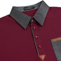Polo shirt men’s long sleeve polo shirts cotton color sewing pocket TShirt slim…