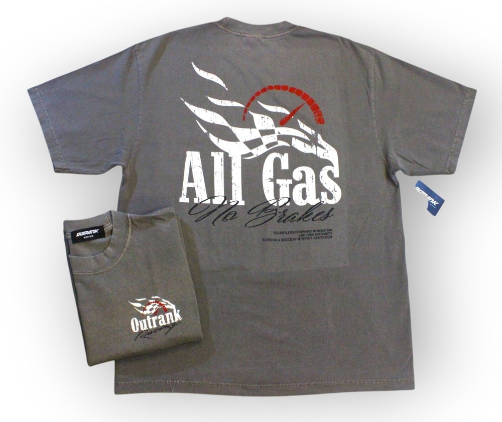OUTRANK “ALL GAS” ULTRA HEAVY WEIGHT OVERSIZED SNEAKER T-SHIRT Cement Grey
