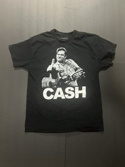 Johnny Cash black cotton has 2 small stains as shown on 4th slide t-shirt Size L