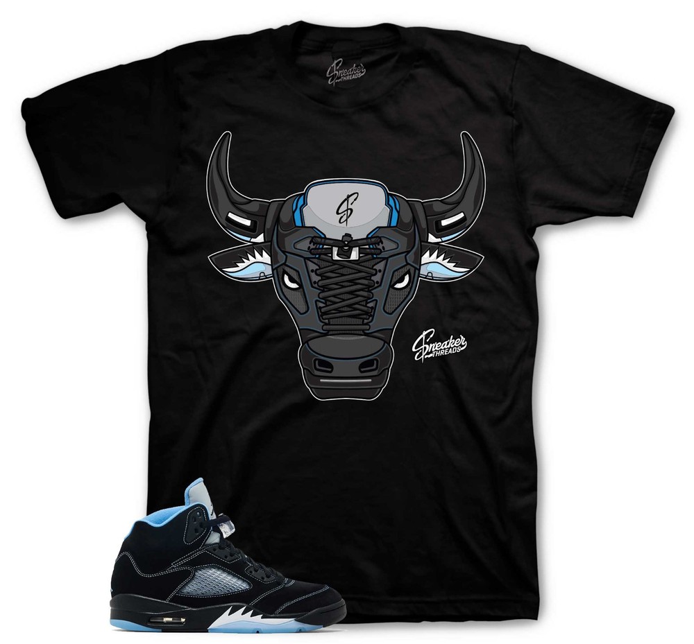 T-Shirt To Match AJ Retro 5 Black University Blue Carolina – War bully Tee