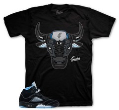 T-Shirt To Match AJ Retro 5 Black University Blue Carolina – War bully Tee