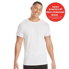 6 Pack Mens 100% Cotton Moisture-Wicking Crew Tee Undershirts,Medium White