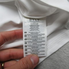 BYLT Premium Basics Shirt Mens Small White Lux Relaxed Split Hem Pocket Tee NEW