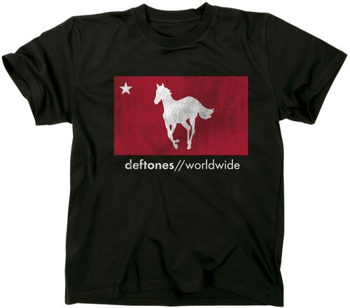 Deftones – Deftones – Distressed White Pony – T-Shirt – Large (Black) [New ] Bla