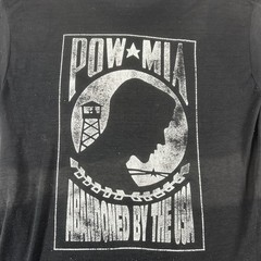 Vintage Oneita Shirt Mens Medium Black POW MIA 58044 Vietnam Double Sided Tee