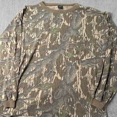 Vintage 80s ACE Sportswear Leaf Camo Camouflage Long Sleeve Pocket T-shirt 2XL