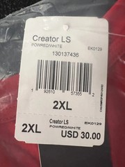 Adidas Creator LS T-Shirt 2XL Powered White Red Short Sleeve Cotton