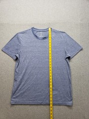 Sonoma Men Shirt M Blue White Striped Short Sleeve Crew Neck Flat Front Pullover