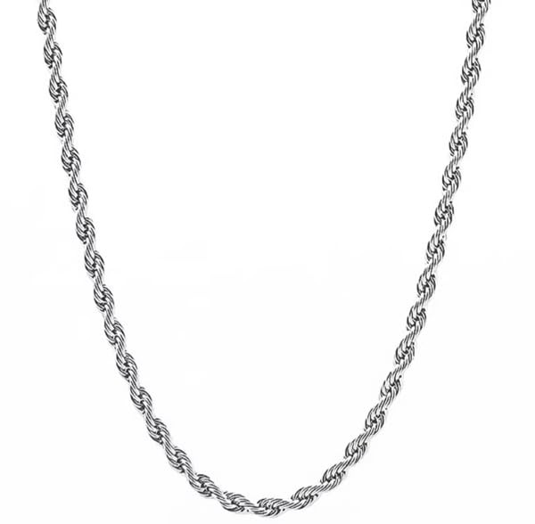 2mm/3mm Twisted Rope Necklace — Waterproof Stainless Steel Unisex Neckwear, A…