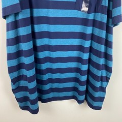 Harbor Bay HB Big & Tall T Shirt Size 5XLT Blue Stripe Short Sleeve Crew Neck