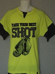 Everlast Twofer T-Shirt Men’s Large Neon Yellow Black NEW Boxing Gloves