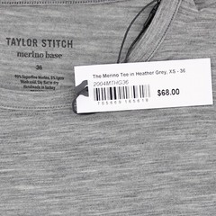 Taylor Stitch Men’s Merino Shirt Wool Moisture-Wicking Super Soft T-shirt $68