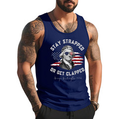 Stay Strapped or get clapped, George Washington,4th of July Tank Top
