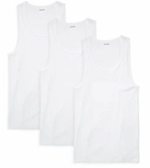 3 CALVIN KLEIN SIZES: S M L XL XXL MENS COTTON WHITE TANK TOP T-SHIRT UNDERSHIRT