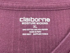 Claiborne Shirt Mens Sz XL Maroon Moisture Wicking V-Neck Ribbed Long Sleeves