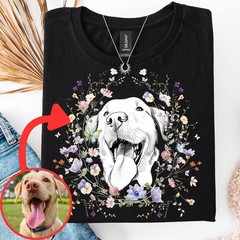 Personalized Pet Portrait Comfort Tee Custom Dog Cat Lover Gift Shirt