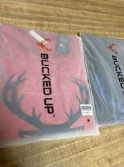 2 Pack Bucked Up Men’s Flag T Shirt Black/Blue Black/Red Logo Size XL New