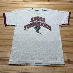 Vintage 90s 1993 Anoka Tornadoes Mascot Twister High School Ringer Shirt – Large