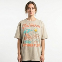 Tired Teachers Summer Club T-Shirt Funny School Break Beach Vacation Mode Tee