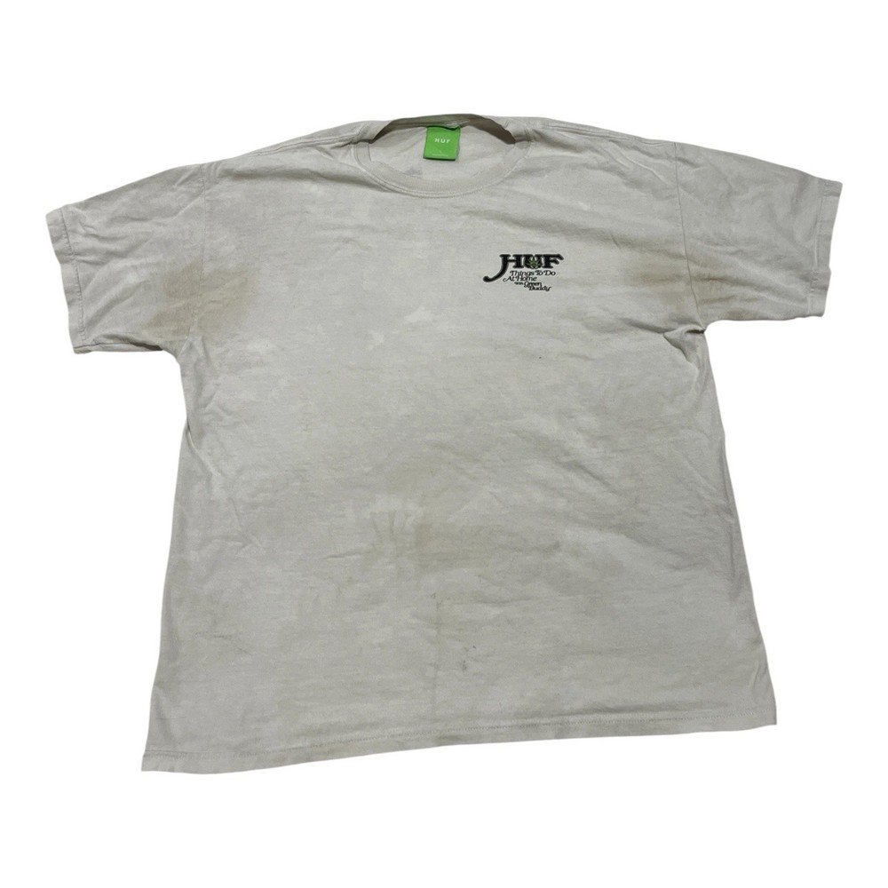 Rare Huf Worldwide Green Buddy T Shirt White Sz L Short Sleeve Graphic Tee 420