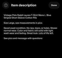 Vintage Polo Ralph Lauren T-Shirt Mens L Blue Striped Short Sleeve Cotton 90s
