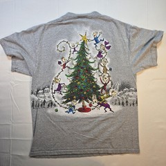 Vintage Dr. Seuss Grinch Shirt Mens Medium Gray Christmas Double Sided 00s 2001