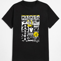 Madness Newspaper Cuttings Official Black T-Shirt – Classic Ska Band Graphic Uni