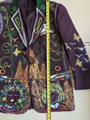Artisan OOAK Upcycled Hand painted Blazer Jacket Colorful People Jewels 23″ PTP
