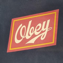 Obey Shirt Mens Small Navy Blue Red Box Logo Graphic Tee Streetwear Skate Skater