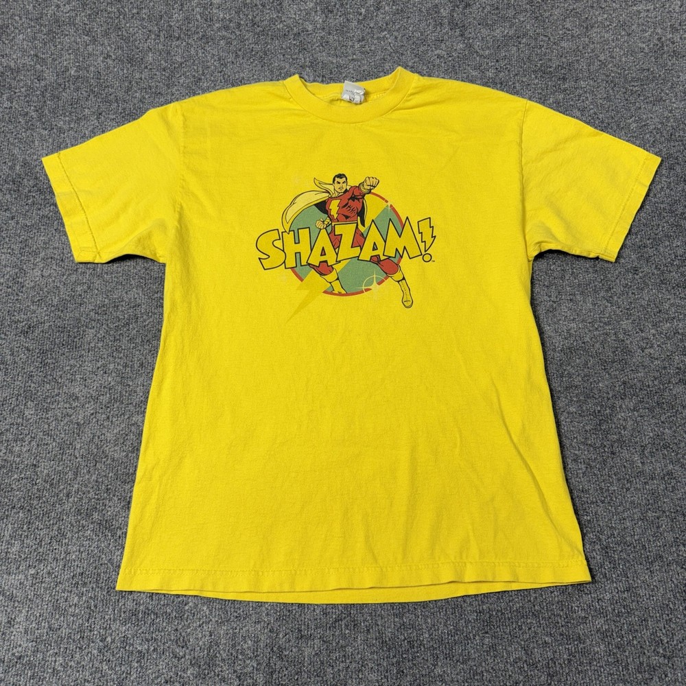 Shazam Shirt Mens Large Yellow DC Comics Originals Graphic Superhero T-Shirt Tee
