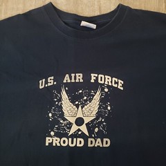 Vintage Y2K US Air Force Proud Dad Yazbek Tag Graphic Short Sleeve Shirt Size XL