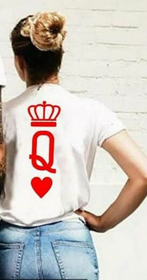 Couple Tshirts King Queen Casual Tops Summer Women Men Lover Short Sleeve Casual