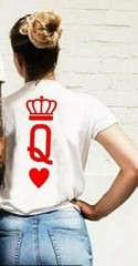 Couple Tshirts King Queen Casual Tops Summer Women Men Lover Short Sleeve Casual