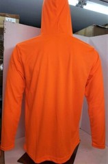 Orange Long Sleeve Safety Shirt With Hoodie, Polyester Birdeye mesh fabric