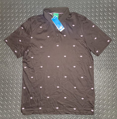 NEW MENS ADIDAS ORIGINALS MONOGRAM TREFOIL POLO SHIRT ~2XL ~ #JX9265 BROWN PINK