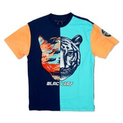 BLACK LEAF SPLIT TIGER SHIRT MENS SZ LARGE MULTI-COLOR