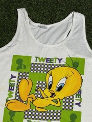 Tweety Bird Vtg Looney Tunes Y2K 3D Tank Top Sleeveless Cartoon T Shirt L/XL