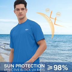 Men’s Rash Guard Swim Shirt Short Sleeve, Quick Dry UPF 50+ Sun Protection Fi…