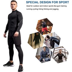 Men T-shirt Quick Dry Bodybuilding Running Shirt Long Sleeve Compression Top Gym