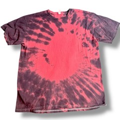 Tultex Adult XL Tie Dye T Shirt Red Black Spiral Cotton Tee