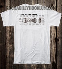 Retro Hot Rod Tee T Shirt Drag Race Racing Speed Shop Oldsmobile Cutaway Art
