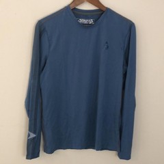 Gerry Blue athletic workout running performance T-Shirt long sleeve crewneck SM