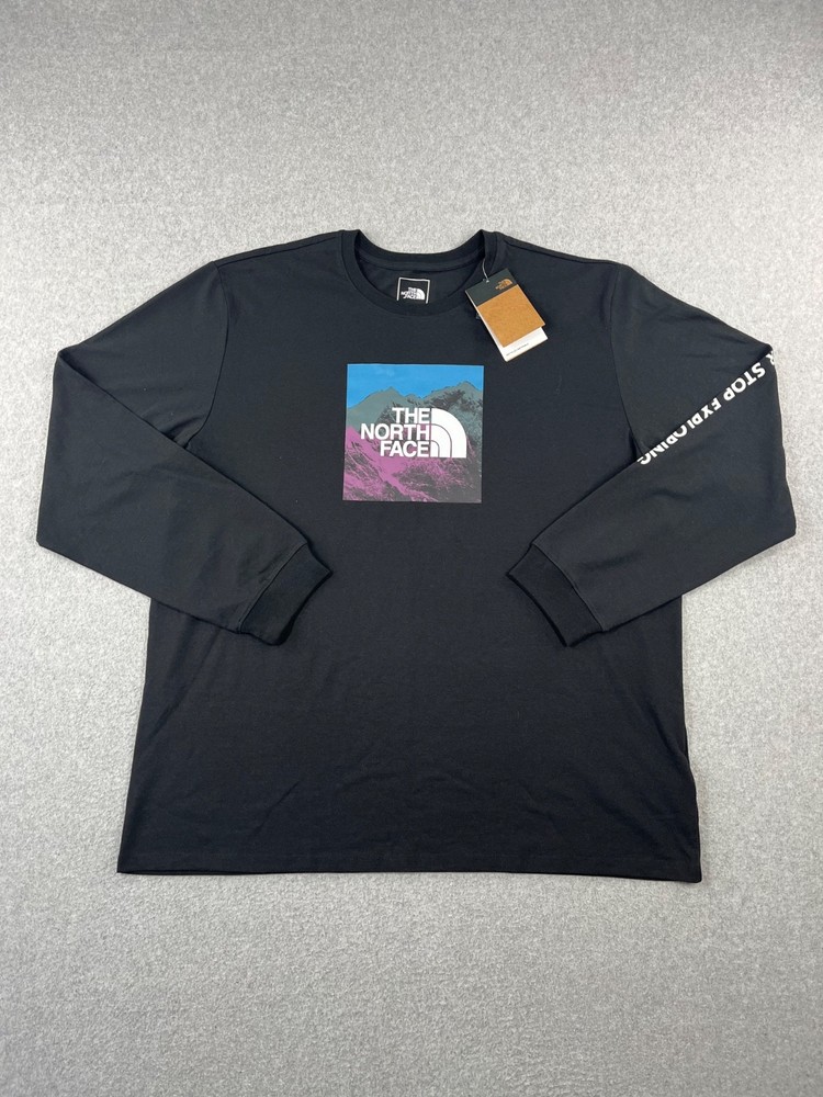 The North Face Logo Play Shirt Mens 2XL Black Long Sleeve Crew Neck Standard Fit