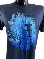 Reel Life Fishing T Shirt Mens Large L NWT Navy Blue Hammerhead Shark Back Logo