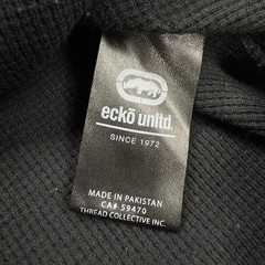 Vtg Ecko Unltd Mens Center Logo Thermal Waffle Knit Long Sleeve Shirt L Black