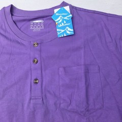 MAGCOMSEN Men’s 2XL T Shirt Henley Short Sleeve Pocket Tee Purple EUC